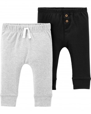 Carters 2pk pantalones gris y negro niño