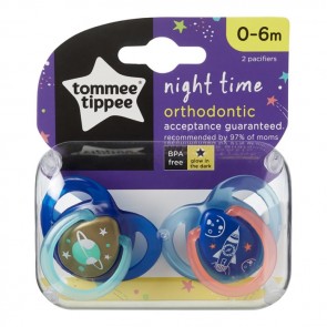 Chupete Night Time 0-6M Ortodóntico pack x 2 Tommee Tippee