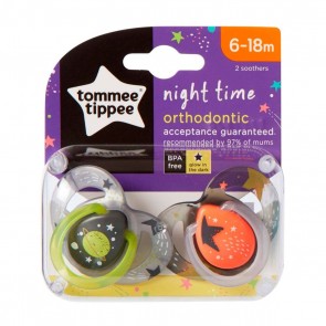 Chupete Night Time 6-18M Ortodóntico pack x 2 Tommee Tippee