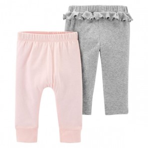 Carter´s 2pk pantalon con volado rosa y gris