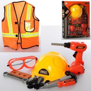 Set de equipamiento con herramientas y casco