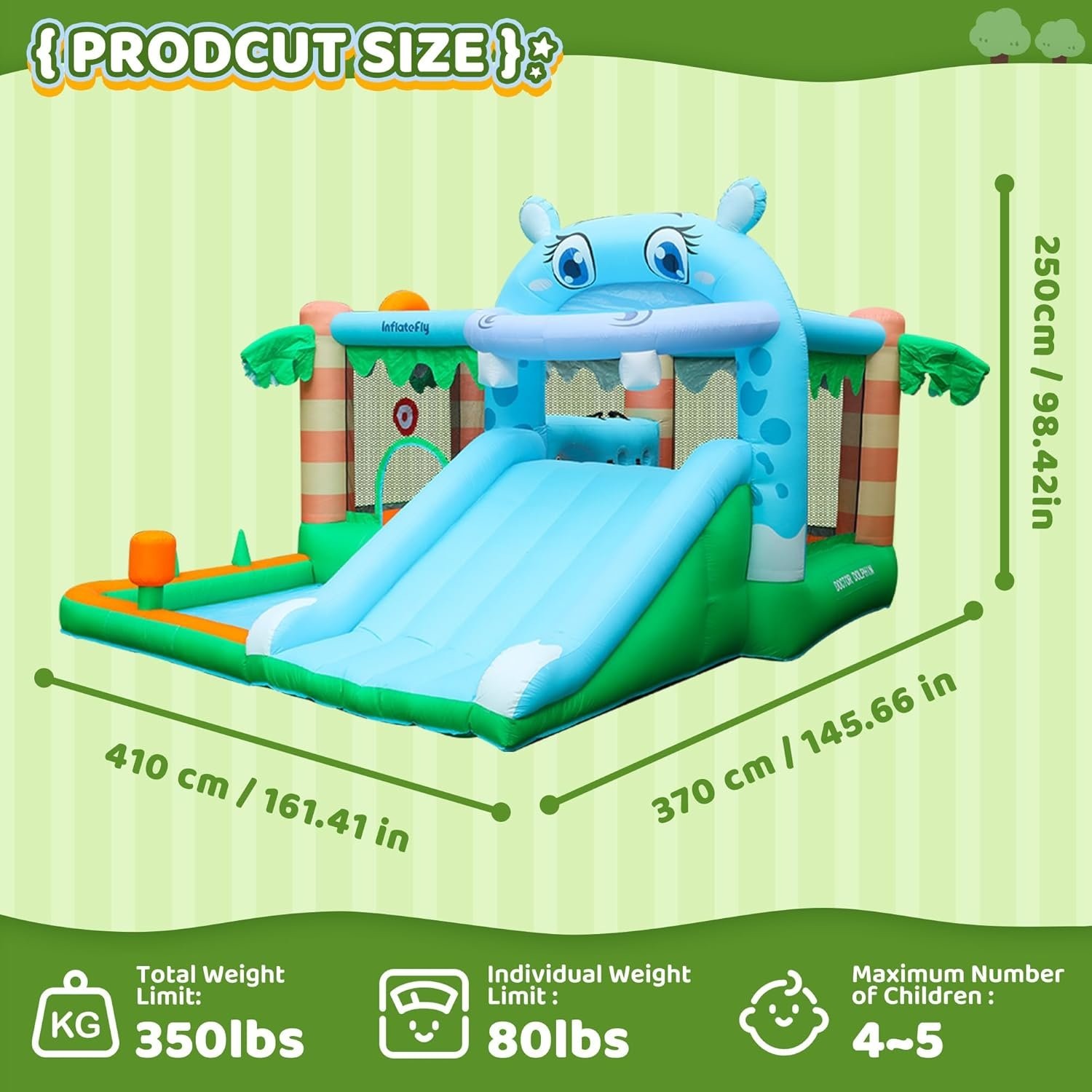 Inflable Dolphin Hipopotamo y Palmeras