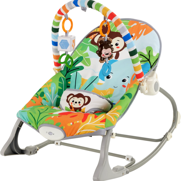Silla Mecedora Gris con Animales del Zoo