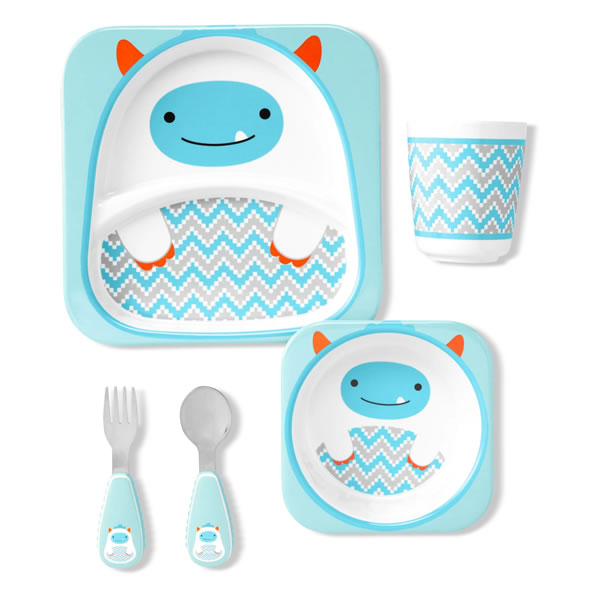 Set de Plato, Bolw y Vaso Skip Hop Moustruo Celeste - Imagen 2